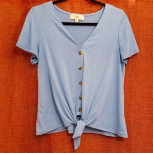 Button Down Tie Front Knit Top